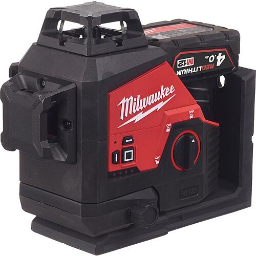 Laser lignes croisées sans fil Milwaukee M123PL-401C, 12 V, 3 x 360°, avec 1x 4,0 Ah batterie et chargeur