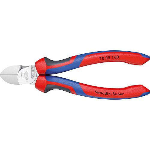 Side cutters KNIPEX® chrome-plated with multi-component handle, length 160mm with bevelled edge