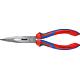 Needle nose pliers with cutting edge polished with dual-component handles 40° angled jaws 200mm