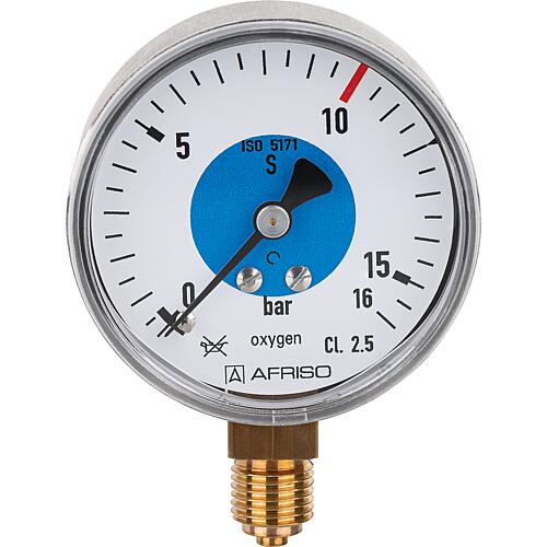 Welding pressure gauge, oxygen 0-16bar  63mm G1/4