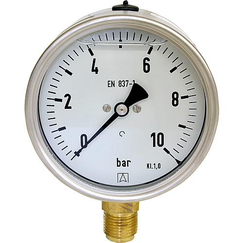 Glycerine Bourdon tube pressure gauge ø 100 mm, DN 15 (1/2“) radial Standard 1