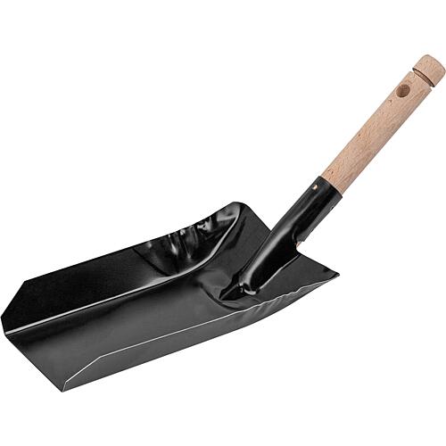 Coal shovel, black, with wooden handle