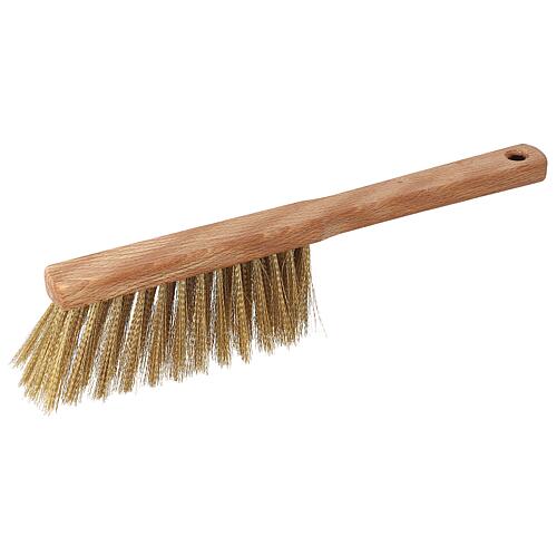 Brass hand brush, oiled wood, brass, 4-row