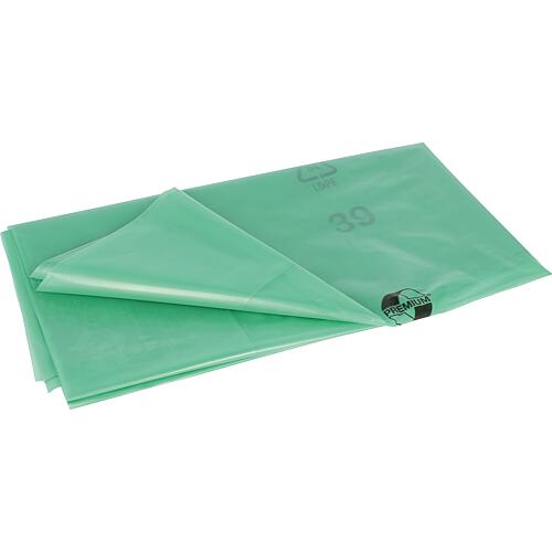 Sacs poubelle en LDPE recyclé pour conteneur 120 l, 950 x 1200 mm vert transparent, UE 200 pièces