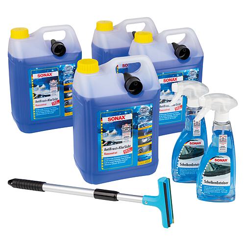 Winter promotional set: 4 x windscreen wash concentrate, 2 x de-icer & 1 x ice scraper