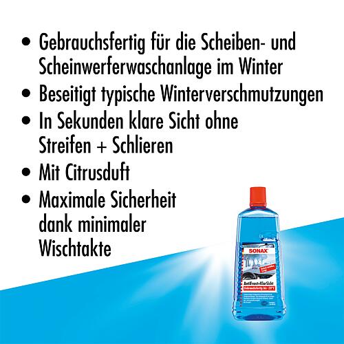 Winter Windscreen Cleaner SONAX AntiFrost + ClearSight ready for use up to -20°C Citrus Anwendung 3