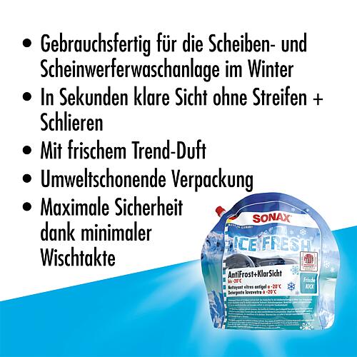Nettoyant antigel pour vitres SONAX AntiFrost + KlarSicht jusqu'à -20°C Ice-fresh Standard