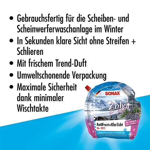 Winter windscreen cleaner SONAX AntiFrost + ClearSight up to -20°C Zirbe