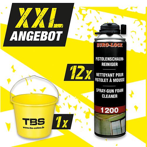 Offre XXL PU Mousse nettoyante au pistolet 1200, à 500 ml + Seau de chantier TBS, 13 pièces Standard 1