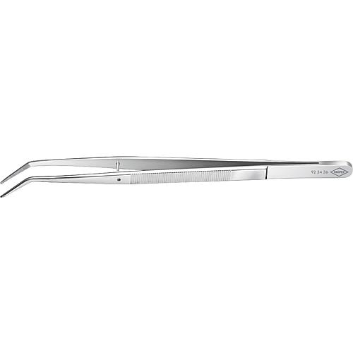 Precision tweezers, with guide pin, angled points, nickel-plated Standard 1