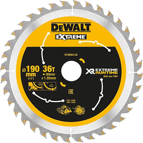 Lame scie circulaire DeWalt, DT99563 XR Extreme Runtime 36Z 190/30 mm pour scie circulaire manuelle