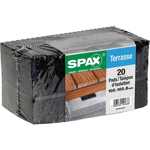 SPAX® decking pads for protecting the wooden substructure Dimensions: 100x100x8mm, 1 bundle with 20 pieces