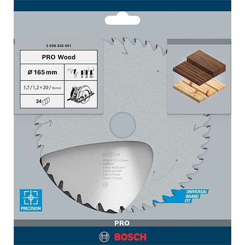 Lame de scie circulaire BOSCH Ø 165 x 20 avec 24 dents, coupe tranversale/longitudinale en bois