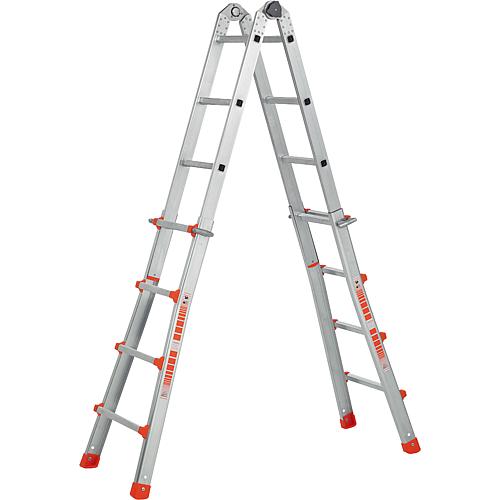 Telescopic rung ladder with 3-point safety joint, one-piece