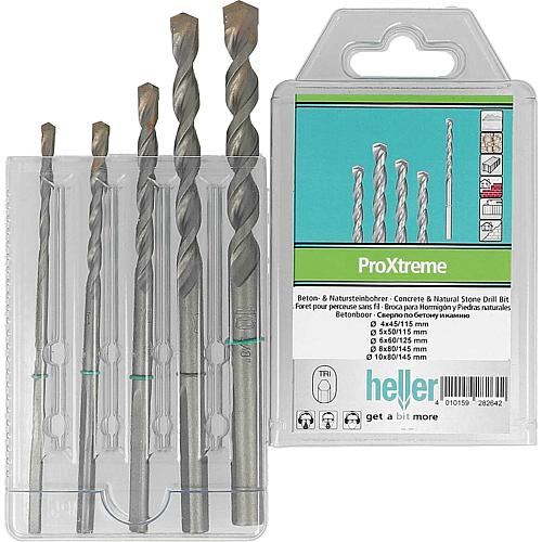 Concrete and natural stone drill bit set heller® 3750 PROXTREME, triangular Tri attachment, 5-piece Standard 1