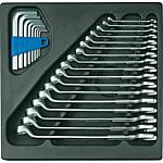 Combination spanner set, in 2/3 module, 25-piece