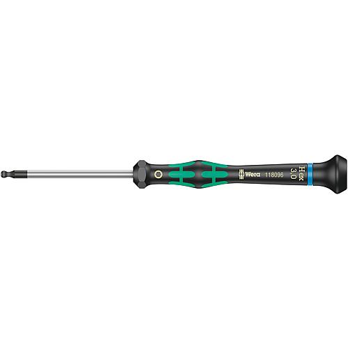 Hex socket ball head screwdriver WERA Electrician’s series Micro, round blade, Black Point tip Standard 1