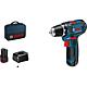 Cordless drill/screwdriver (BOSCH) 12 V GSR 12V-15 with tool bag and Metal drill (BOSCH) and bit set, 35 pieces