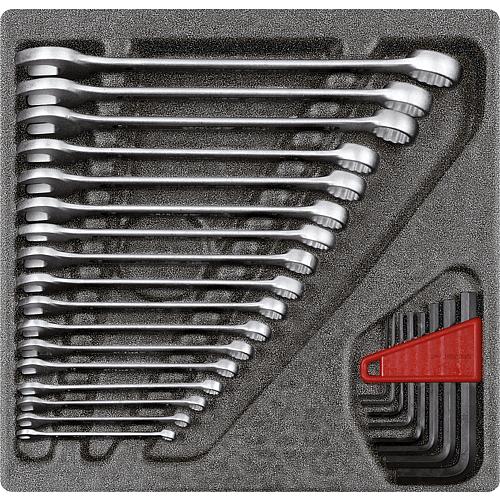 Combination spanner and angled screwdriver set, in 2/3 foam module, 26-piece Standard 1