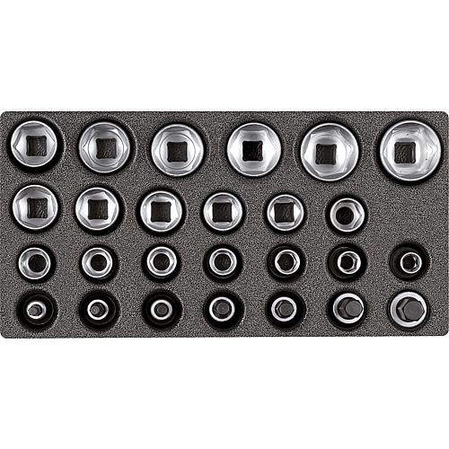 Socket wrench set 1/2", in 1/3 foam module, 26-piece Standard 1