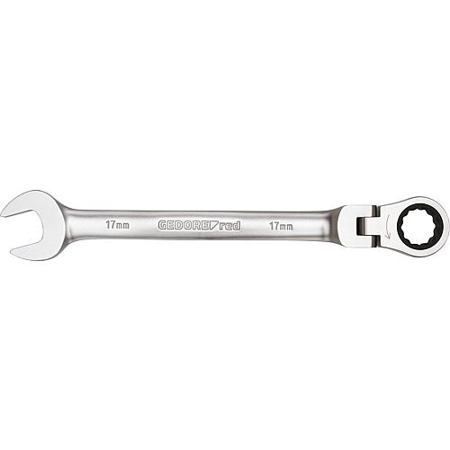 Articulated ring ratchet open-end wrench spanner, metric Standard 1