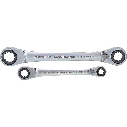 Double ratchet wrench set, metric, reversible, 2-piece Standard 1