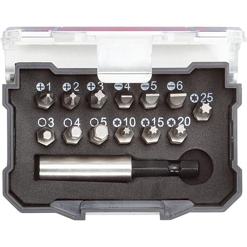 Bits set 1/4", slotted, Phillips, Torx®, hexagon socket, 14 pieces