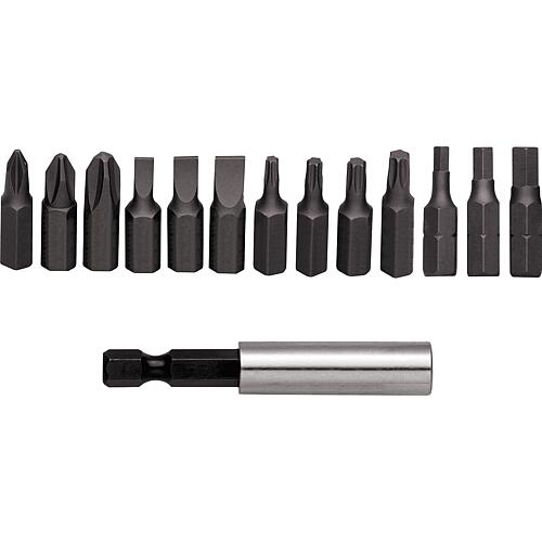 Bits set 1/4", slotted, Phillips, Torx®, hexagon socket, 14 pieces