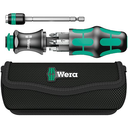 WERA screwdriver set, quick-change chuck, bit magazine, Pozidriv, Torx®, 7-piece set Standard 3