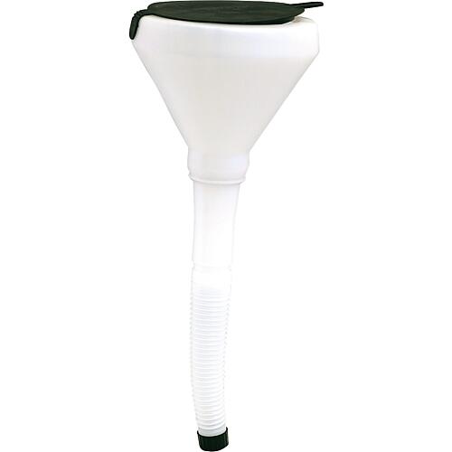 Funnel with flexible outlet, strainer and closure, Ø 180 mm