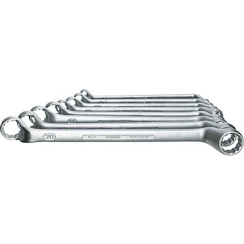 Double ring spanner set deeply cranked    8 piece 6 x 7 - 20 x 22 (G)