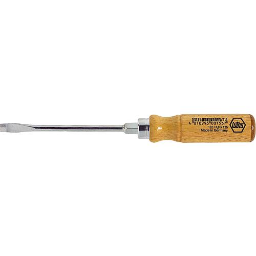 Slotted screwdriver with wooden handle, round blade