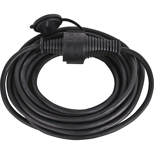 Extension cable, quality rubber cable IP44, Cable length = 10 m, colour: Black