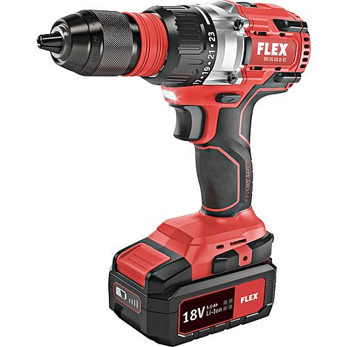 Cordless drill FLEX®, 18 V, DD 2G 18.0-EC/5.0 set, with 2 x 5.0 Ah battery and charger