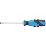 Slotted screwdriver with 3-component handle, impact cap, hexagonal blade, hexagonal spanner aid, 2154SK