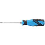 Pozidriv screwdriver with 3-component handle, impact cap, hexagonal blade, hexagonal spanner aid, 2160SK