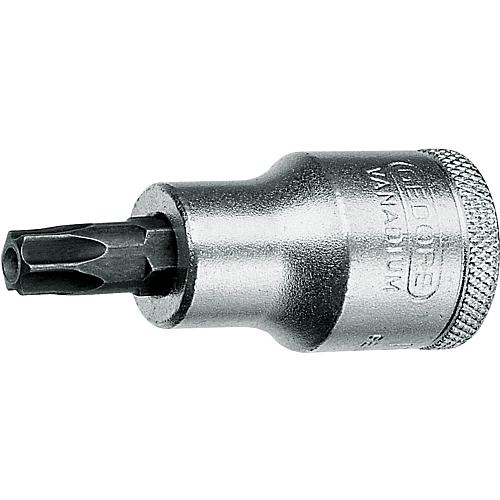 Embout de tournevis GEDORE 1/2" Torx-femelle avec forage, T20, longueur 55 mm