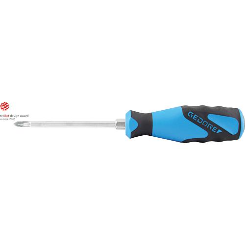 Pozidriv screwdriver with striking cap, hexagonal blade