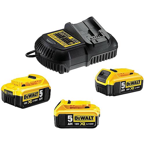 Original Li-ion battery starter set Dewalt 18V 3x5.0 Ah Li-ion batteries and charger