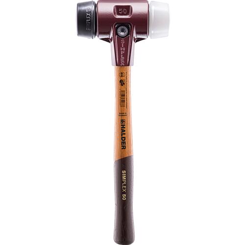 HALDER® SIMPLEX soft-face hammer with malleable cast iron body and wooden handle with rubber and plastic insert, Ø 30 mm