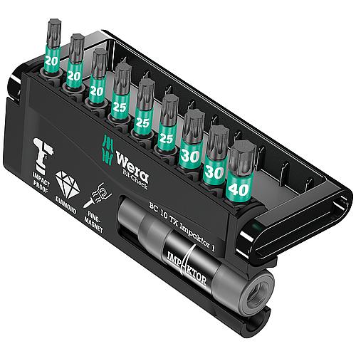 Bit set WERA Bit-Check Impactor 1 10-piece internal TORX® with impactor, diamond-coated, holder