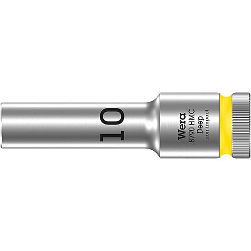 Socket wrench inserts 1/2” drive, with ball stop groove, for hex screws and nuts, metric, long Standard 1