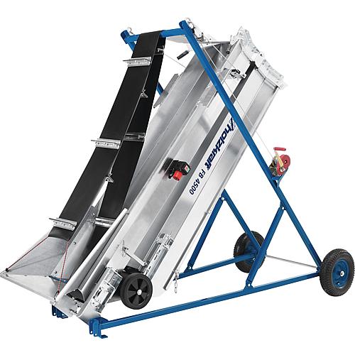 Conveyor belt FB 4500, 400 V, 1.1 kW motor power, feed length 4.5 m, discharge head 3.5 m continuously adjustable Anwendung 1