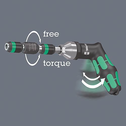 Rapidaptor free-wheel bit holder 1/4'", for torque screwdrivers with pistol grip Anwendung 4