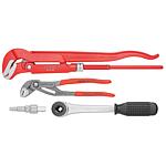 Tools set, 3-piece,
Step spanner, water pump pliers, S-jaw pipe spanner