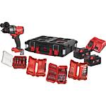 Akku-Schlagbohrschrauber Milwaukee M18 FPD3100P-502P, 18 V mit 2 x 5,0 Ah Akkus, Ladegerät und Transportkoffer inkl. Bohrer- und Bit-Set