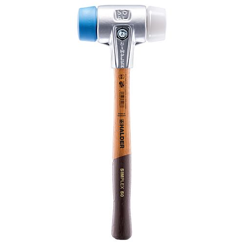 SIMPLEX soft-faced hammer HALDER® with aluminium body and wooden handle, Ø 30 mm, TPE soft / super plastic