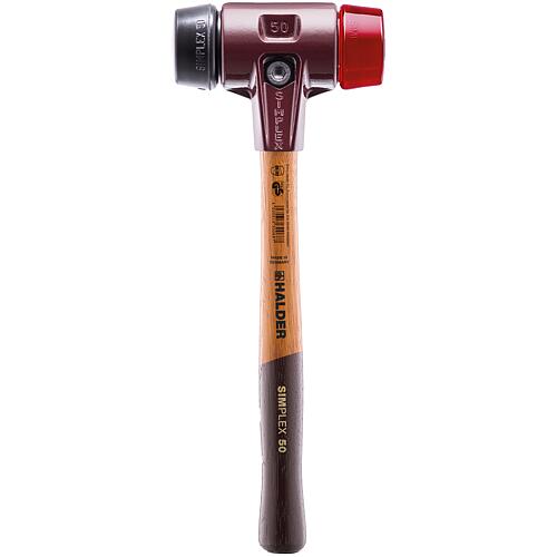 SIMPLEX soft-faced hammer HALDER® with cast steel body and wooden handle, Ø 30 mm, rubber composition / plastic