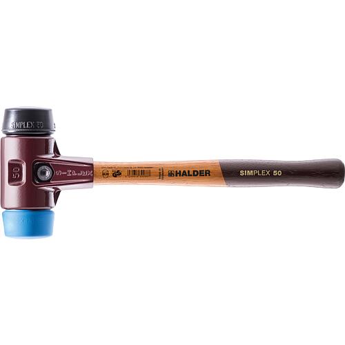 SIMPLEX soft-face hammer with malleable cast iron body and wooden shaft, rubber/TPE-soft