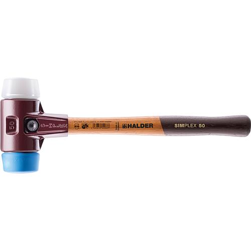 SIMPLEX soft-faced hammer Halder with TE housing and wooden handle, super plastic/TPE soft, Ø 30 mm